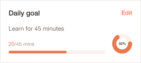 Daily goal: 20 of 45 minutes